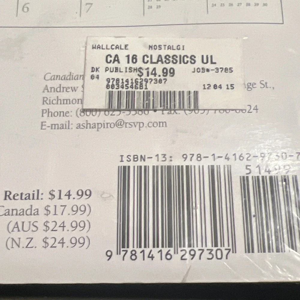 Classics Ultimate Automobile 16 Month Calendar 2016 New Sealed 9781416297307